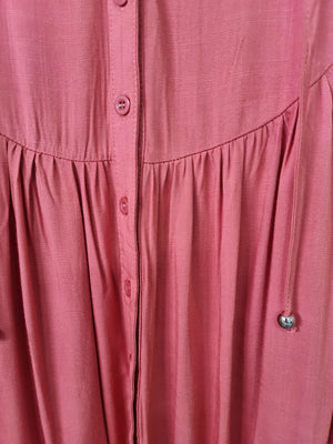 FARROW BUTTON DRESS CLAY RED