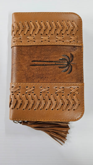 Talara Carved Leather Wallet - Palm Tree Carving