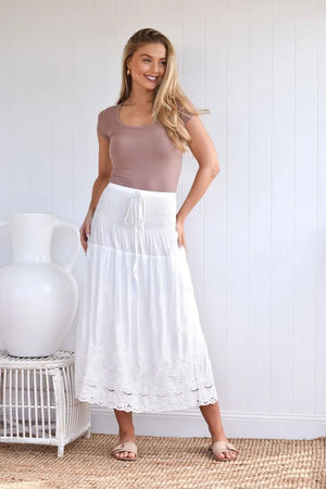 SUMMER WHITE EMB SKIRT