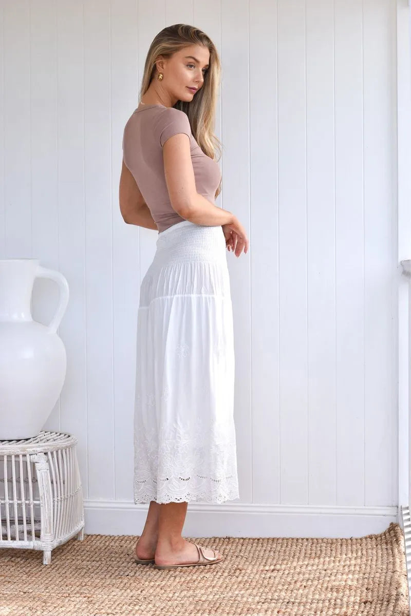 SUMMER WHITE EMB SKIRT