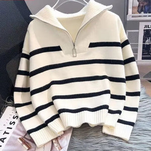 ZIP COLLARED STRIPE JUMPER