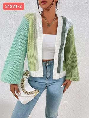 COLOURED STRIPES KNIT CARDI