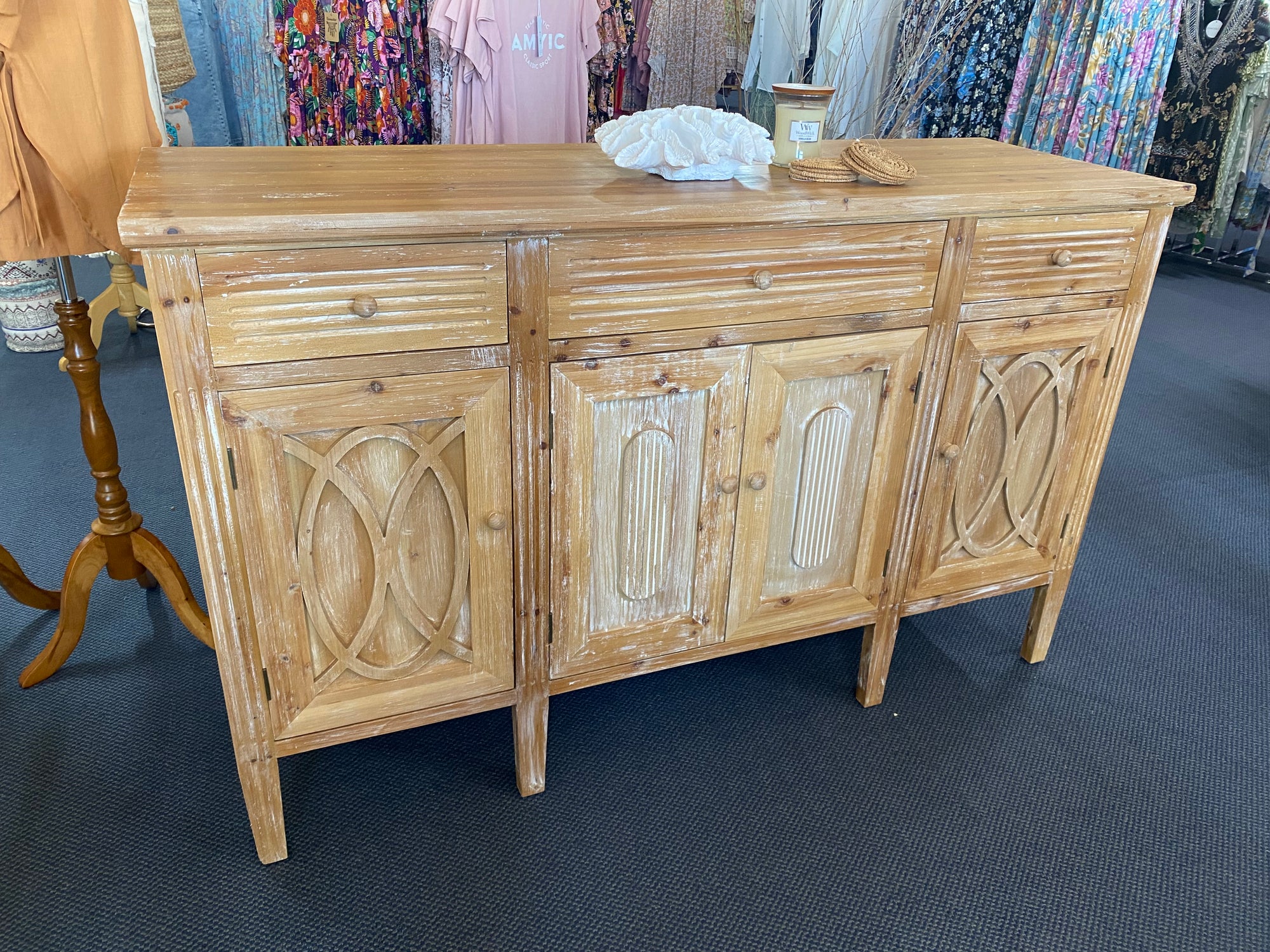 CARVED WOODEN SIDEBOARD