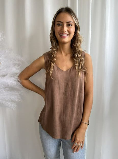 LINEN SINGLET TOP