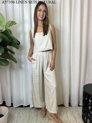 NOELLE SINGLET TOP PANT SET LINEN