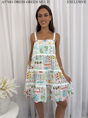 BEACHBALL FUN MINI RICRAC DRESS