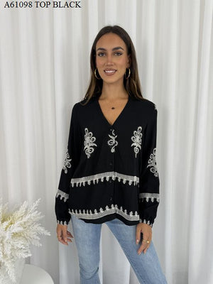 REGAL L/S EMBROIDERED TOP