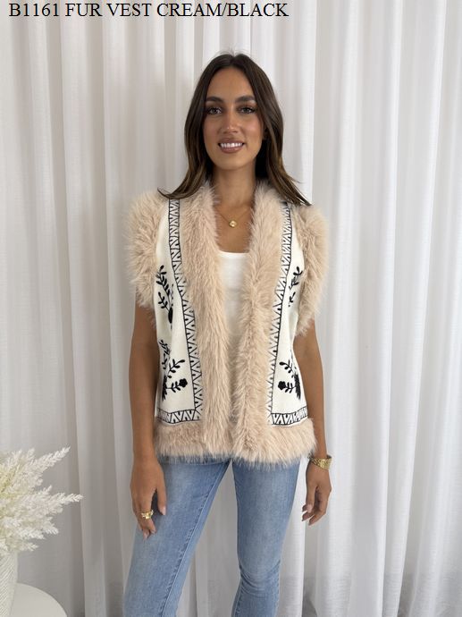 TRIXY EMBROIDERED FUR VEST