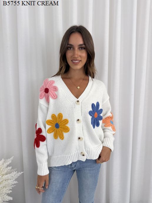 PHILLY APPLIQUE FLOWER CARDI