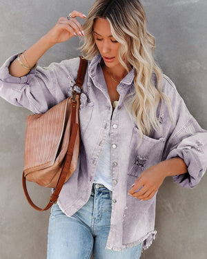 COTTON RIPPED DENIM JACKET