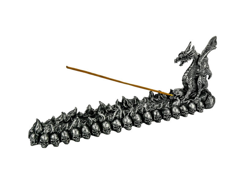 DRAGON OVER SKULLS INCENSE HOLDER