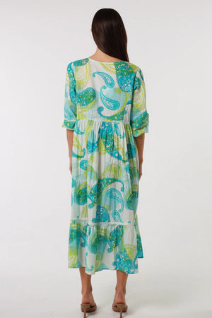 MAHALE MIDI DRESS WITH LACE - TURQUOISE