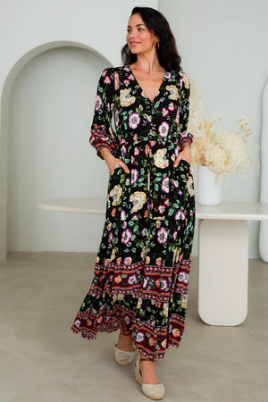 CAMILA 3/4 SLEEVE MAXI DRESS