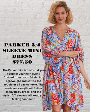 PARKER 3/4 SLEEVE MINI DRESS