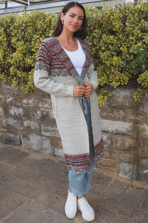 HOODED LONG BOHO CARDIGAN