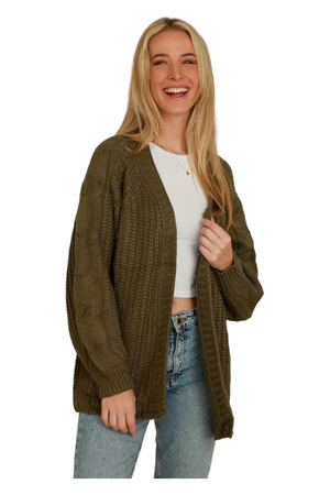 PLAITED CABLE KNITTED CARDIGAN