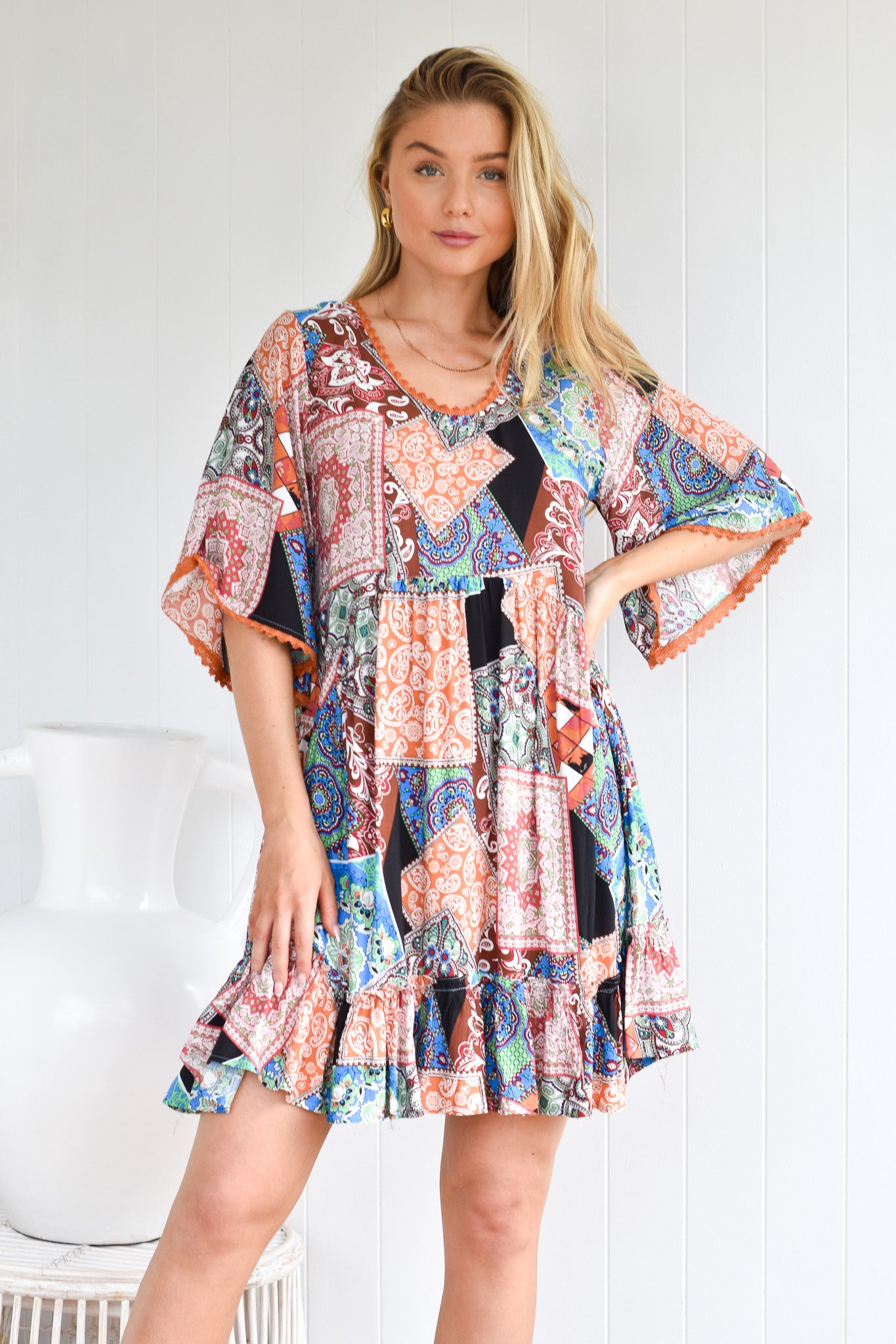 MOROCCO DREAMS 2 TIER MINI DRESS