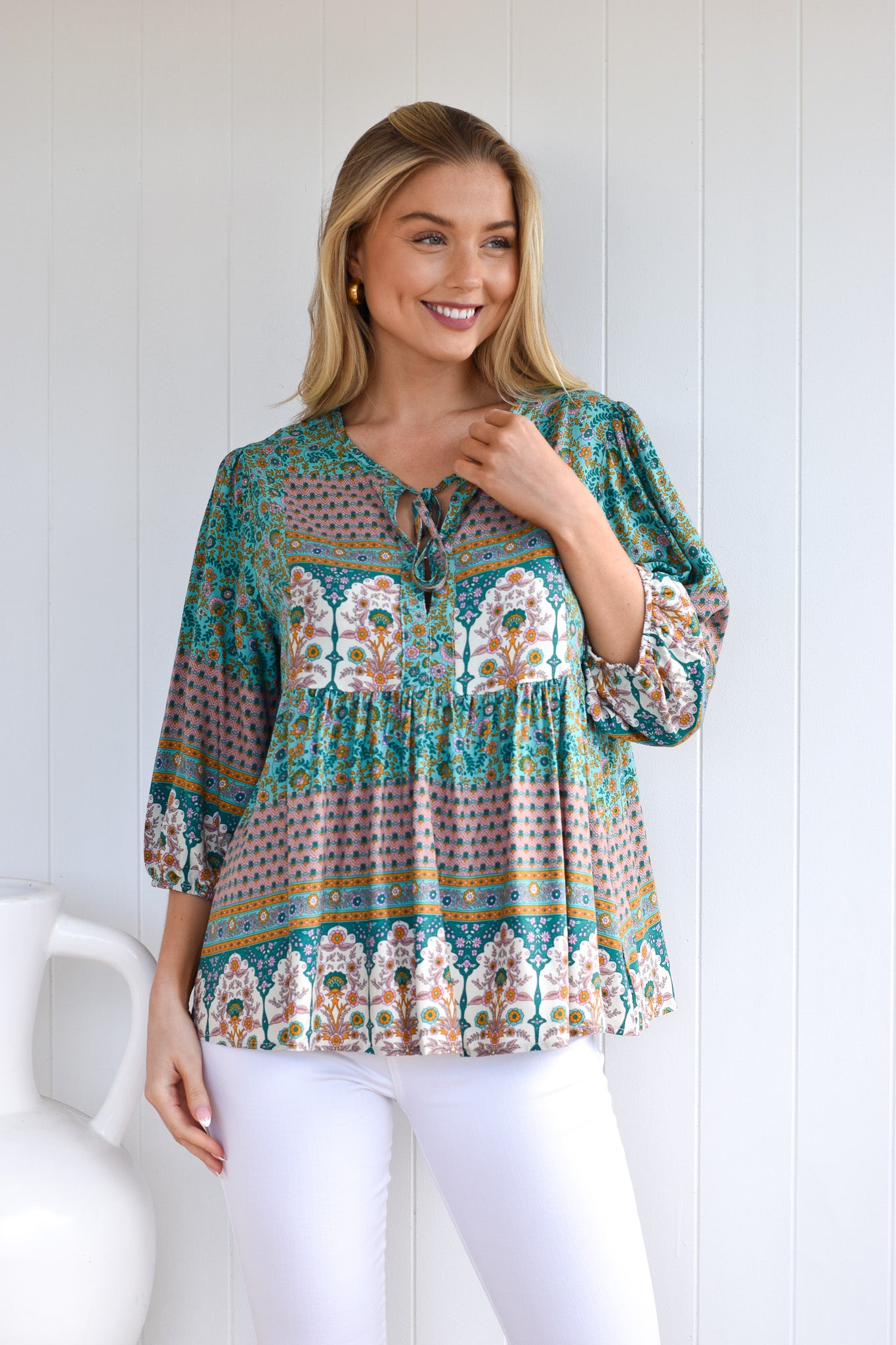 KIESHAN BOHO BABYDOLL TOP