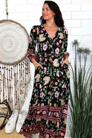 CAMILA 3/4 SLEEVE MAXI DRESS