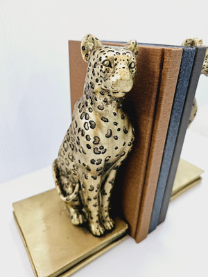 LEO LEOPARD S/2 BOOKENDS GOLD