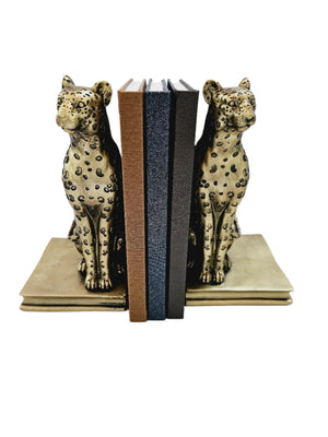 LEO LEOPARD S/2 BOOKENDS GOLD