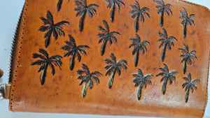 Talara Carved Leather Wallet - Palm Tree Carving