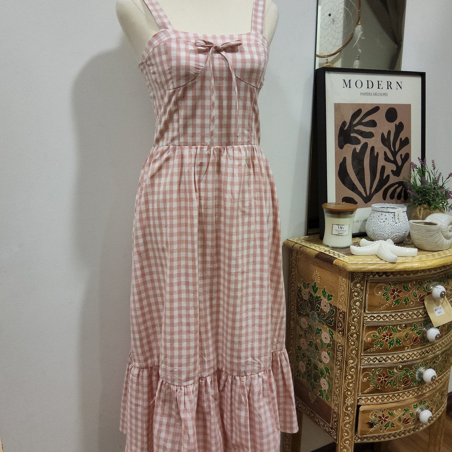 AL PENELOPE GINGHAM STRAPPY DRESS