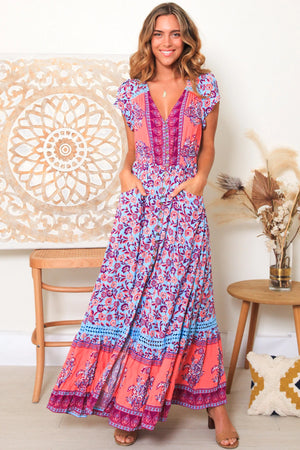 QUINN CAP SLEEVES MAXI DRESS